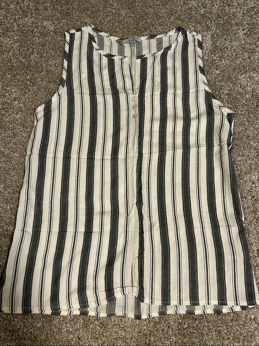 white birch Black and White Silver Striped Top